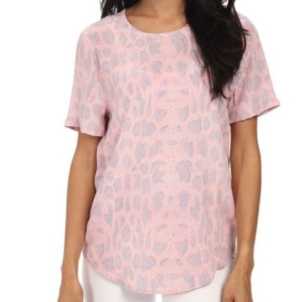 Equipment Riley Pale Pink Snakeskin Silk Blouse S